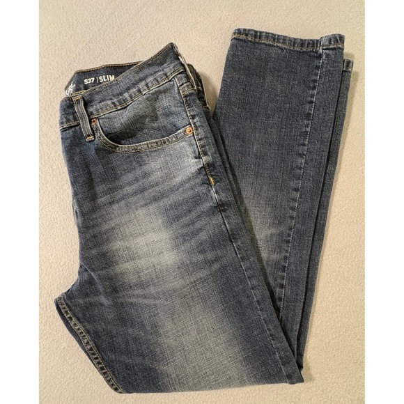 Levi Strauss Signature S37 Slim Fit Jeans Mens 36x32 (Fits 36x30) Dark Denim EUC - Picture 1 of 16